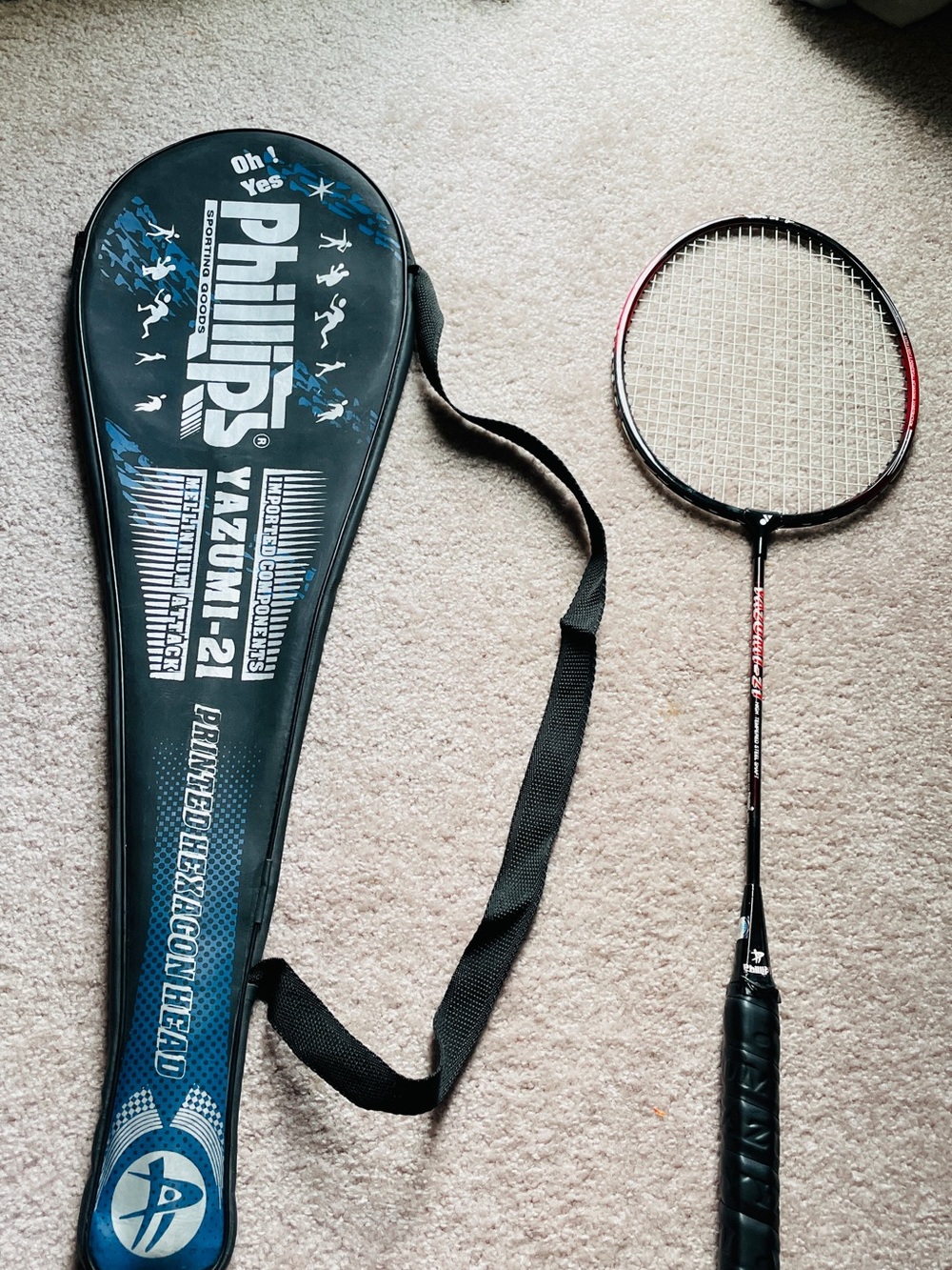 Philips Black and Blue Badminton Racket Set with Cover